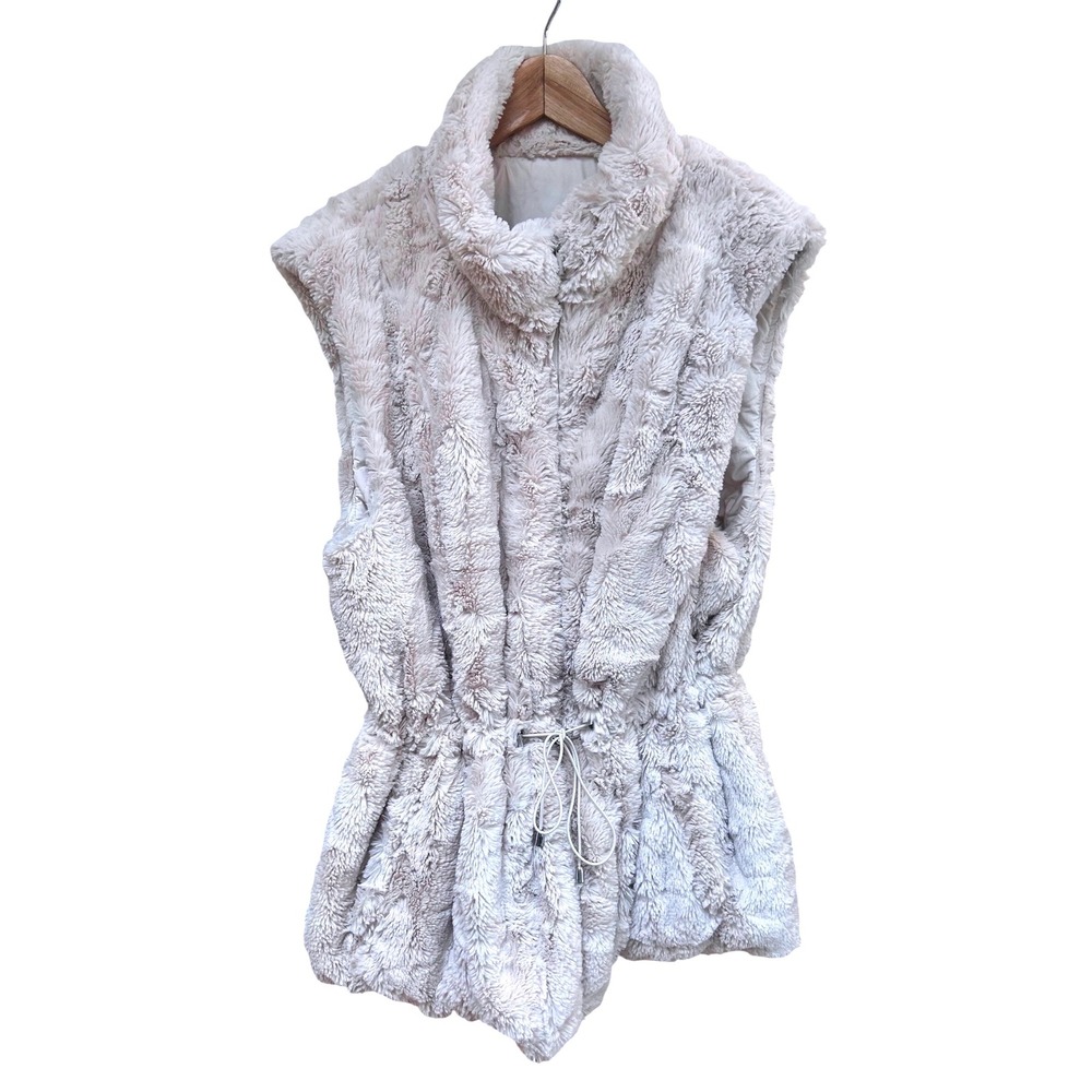 DB Established 1962 Reversible Faux Fur Quilted Puffer Vest Cream Plus Size 2X